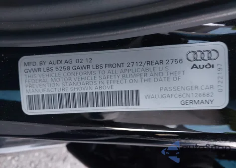 2012 Audi A6 3.0 Premium from USA, damaged, VIN WAUJGAFC6CN126682
